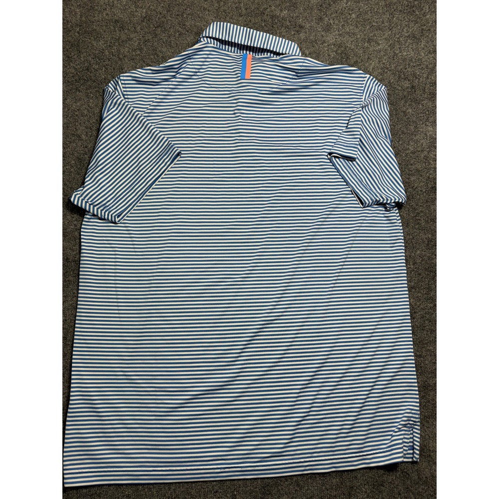 Rhoback Men's XL Polo Shirt Blue White Striped Short Sleeve Golf PP0025 - Picture 3 of 6